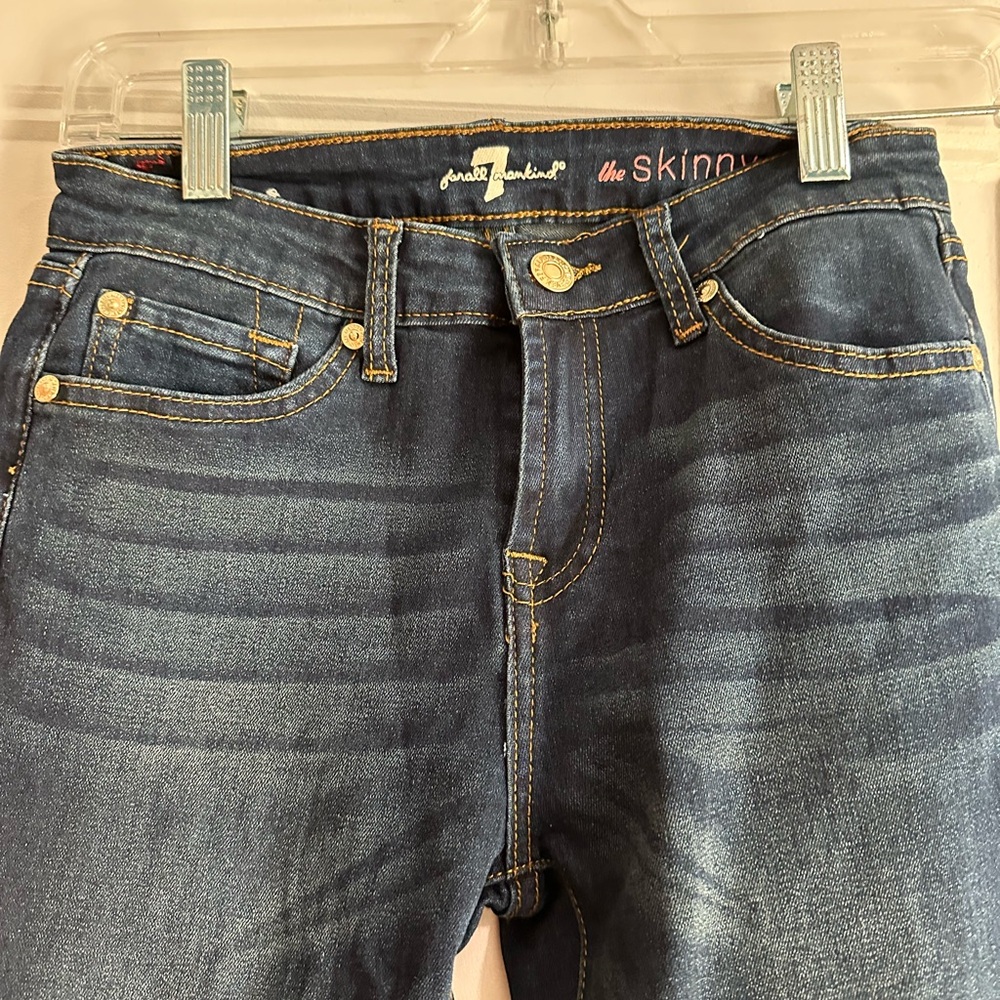 7 for all Mankind Blue Skinny Denim with Natural Fading